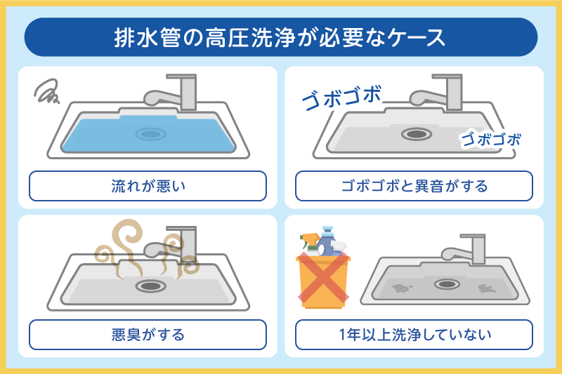 排水管の高圧洗浄が必要なケース
